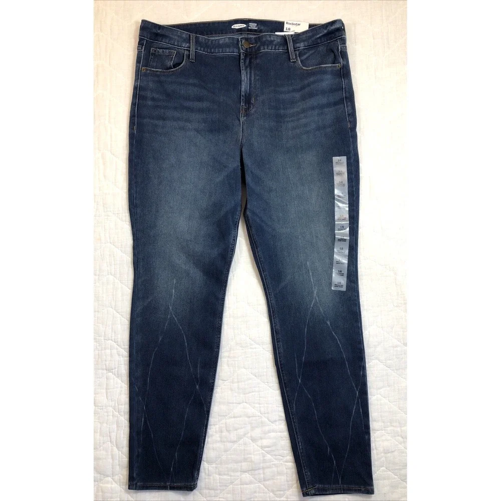 Old Navy Rockstar Jeans Women's Size 18 Denim Blue High Rise Super Skinny Sculpt